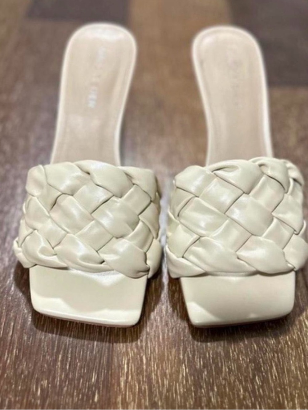 Marc Fisher Braided Cream High Heel Slide Mule - Picture 2 of 2